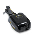 Minn Kota Deckhand Electric Anchor Winch DH-40 shown from above with a black finish and yellow cord for hands-free anchoring.