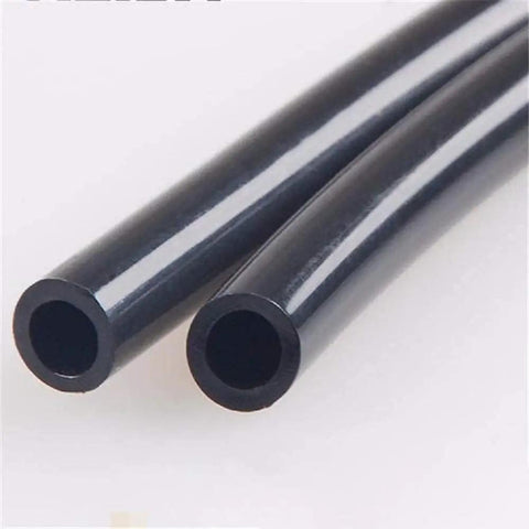 Close-up of 50 Ft Nylon Air Hose 1/4 Inch OD Black Beefed Up Pneumatic Tubing For Compressors And Air Tools Heavy Duty Pro Grade