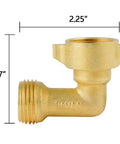 Two Pack 90 Degree Brass Garden Hose Elbow Connector Set With Four Extra Pressure Washers For Three Quarter Inch Hose Male To Female Quick Connect Durable Leak Free Garden Plumbing Upgrade, brass elbow