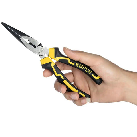 8 Inch Needle Nose Pliers With Side Cutter For Electronics And Jewelry Making, Pro Grade Chrome Vanadium Steel, Rust Resistant Coating