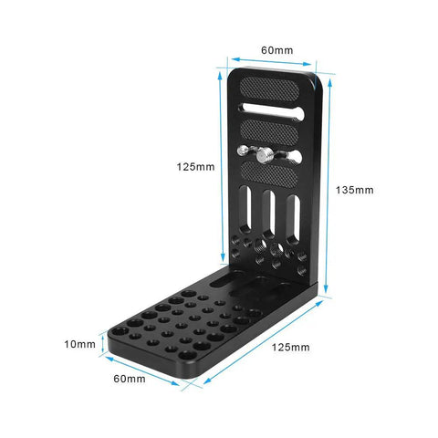 Built Tight Double Cheese Plates For Dslr Cameras With Straight Up Secure 1/4 And 3/8 Inch Screws Rock Solid L Bracket Mount, 125x60mm aluminum.