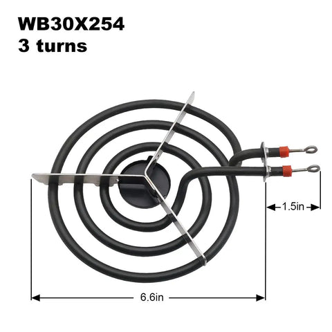 Close-up of WB30X254 6-inch element from Four Piece Surface Burner Element Replacement Set for GE Hotpoint Stoves.