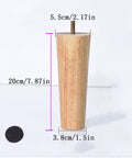 Solid Oak Tapered Sofa Legs Set Of 4 With M10 Bolt Replacement For Couch Chair Dresser Cabinet TV Stand 20 Cm High Veal Color Finish Built To Last And Easy Install showing one leg with size details.