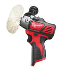 Front view of Cordless Polisher Bare Tool 12V 3 Inch Head No Battery Included Polishing Mode 0 To 2800 RPM Sanding Mode 0 To 8300 RPM M9 X 0.75 Spindle Pro Grade Build For Car Detailing And DIY Finishes with polishing pad attached.
