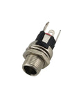 Four Pack Of Hella Tough 5.5Mm X 2.5Mm Male DC Power Plug Connectors With Screw Lock Female Panel Socket Adapters close-up of panel socket.