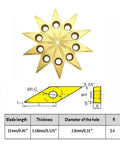 VCMT110304/VCMT32.51 carbide turning inserts, gold-coated with 2.8mm holes, set of 10 in star layout
