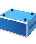 Blue Metal Junction Box Enclosure For DIY Electrical Projects, 9.8 x 7.5 x 4.3 Inch Heavy Duty Project Box With 4 Mounting Legs, Durable Steel Case Ideal For Electrical Wiring And Control Panels.