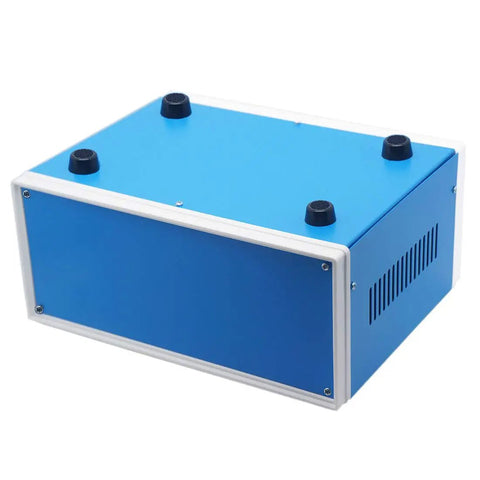 Blue Metal Junction Box Enclosure For DIY Electrical Projects, 9.8 x 7.5 x 4.3 Inch Heavy Duty Project Box With 4 Mounting Legs, Durable Steel Case Ideal For Electrical Wiring And Control Panels.