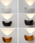 Sleek Aluminum Led Wall Sconce Light Great For Bedroom Living Room Or Hallway Modern Mount Fixture in black, white, and gold finishes.