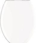 Sanborne Elongated Slow Close Toilet Seat With No Slip Bumpers Durable Comfort White Finish lid view