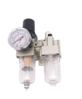 High Performance Pneumatic FRL Unit With Manual Drain Filter Regulator Lubricator Combo Quarter Inch And Eighth Inch Inlets