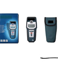 Straight Shooter Stud Finder And Wall Scanner That Skips The Guesswork On Wood Copper Steel And Live Wires In Drywall With One Touch Auto Calibration For Professional Tradesmen And Weekend Warriors next to its protective case.