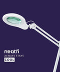 LED Magnifying Lamp With Clamp, 1,200 Lumens, 5-Inch Glass Lens, 2.25x Magnification, Adjustable Arm, White Finish