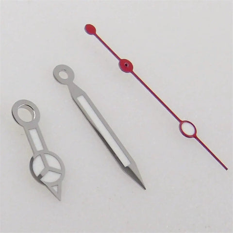 Watch Hands Replacement Set For NH35 NH36 NH35A NH36A 7S35 4R35 7009 with green lume, red second hand displayed
