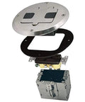 Exploded view of Floor Kit With Recessed Duplex 15A TR Device And Adjustable Steel Box 1 Gang Nickel Finish Tamper Resistant Receptacle