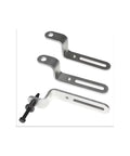 Engine timing tool kit components: three silver L-shaped metal arms with slots and a clamp bolt