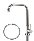 Top Tier Cold Only Kitchen Sink Faucet Single Hole Install Sus 304 Stainless Steel With Brushed Nickel Finish No Sweat 360 Degree Swivel Lead Free Tap For Double Sinks Zero Drama with flexible hose.