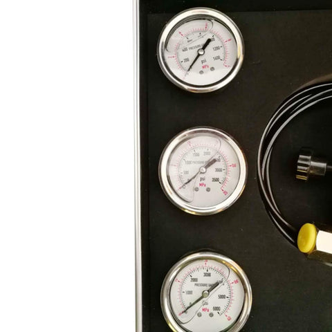 Pro Grade Hydraulic Nitrogen Accumulator Charging Kit With 3 Gauges And 7 Adapters, Heavy Duty Pressure Test Tools And Gas Valve Fill System FPU-1-25 For Precise MPa Readouts And Vibration Free Operation