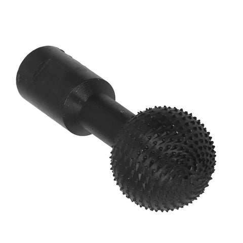 Heavy Duty Spherical Wood Carving Burr 10mm Grinding Bit For Angle Grinders with black coating and textured surface.
