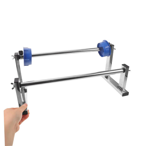 Manual Stretch Film Dispenser Wrapping Machine With Metal Plastic Frame Keepin It Simple Lightweight Hand Operated Unwinding Film Holder For Moving Relocation And Regular Wrapping Supplies, metal frame with blue rollers