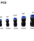 Grab this Totally Awesome 60 Piece Quick Release Pneumatic Push To Connect Fittings Kit 5/32 to 1/2 inch, 12 pcs each