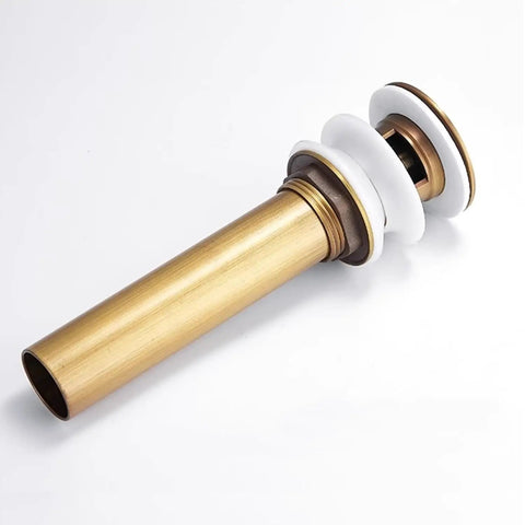Antique Solid Brass Pop Up Sink Drain Stopper With Overflow For Bathroom Vanity, Durable All Metal Drain Assembly, Anti Corrosion