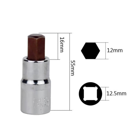 Solid Chrome Alloy Steel Hex Bit Socket Adapter Kit With 9x 1/2 Inch Drive Sockets Designed For Impact Wrenches And Heavy Duty Jobs To Get Your Tools Ready Fast, 16mm H4 adapter
