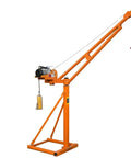 Heavy Duty Electric Lifting Hoist And Hydraulic Crane For Roof Construction, orange steel frame, suitable for garage use.