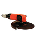 Hardcore Pneumatic Angle Grinder And Compressed Air Powered Sanding Wheel for tough metalworking with red and black design.
