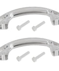 2 Pack Transparent Acrylic Drawer Knob Pull Handles With Glass Look Finish, screw fixed arch cabinet door handles for kitchen use.