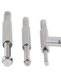 Accusize 4-piece ball-type hole gauge set; silver knurled handles with CanCNC storage tube; inch/mm sizes.