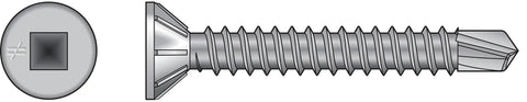FHSD Wood to CFS Screw Collated Flat Head Self Drive Type 410 Stainless Steel Size Ten by One and a Half Inch with Square Drive Flat Head