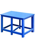 Tough As Nails Steel Workbench with flat blue surface, open bottom racking, designed for garage jobs and machine shop tasks.