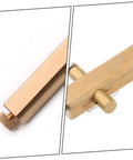 Close-up of Pro Grade Violin Luthier Inlay Tool Curved Saddle Knife Accessory For Precise Grooving And Engraving with brass body