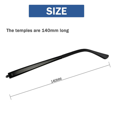 Super Slick TR90 Replacement Temple Arms For Eyeglasses Universal Repair Kit With Heavy Duty Screws 140mm length black arms