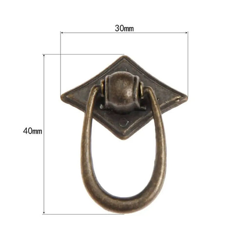 Two Piece Ring Handle Antique Bronze Pull With Screws For Drawers Doors Cabinets Or Vintage Chests Easy To Install Adds That Classic Rustic Retro Vibe To Kitchen Living Room Bedroom And More, 30x40mm dimensions