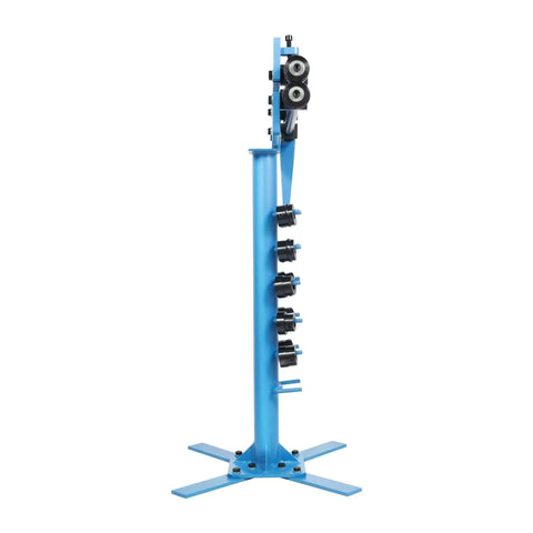 Side view of Sheet Metal Bead Roller Machine 1.2mm Manual Bead Rolling Tool with 6 die set for wiring, flanging, elbow bending, and crimping.