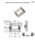 High-torque damping hinge, 304 stainless steel, small size with mounting holes and 2.5 N·m