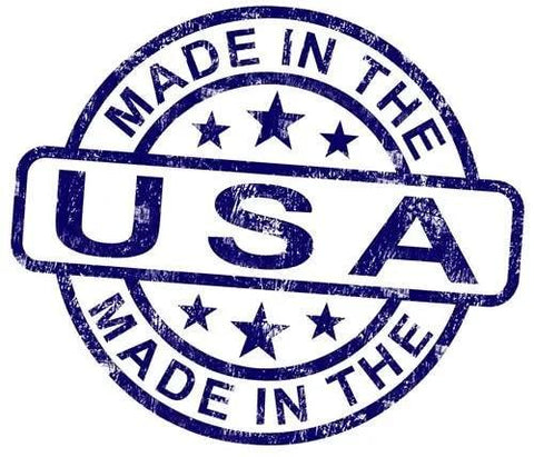 Blue "Made in the USA" stamp with stars and distressed texture.