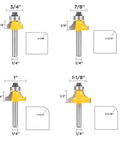 Roundover Router Bit Set With Bearing Guide 1/4 Inch Shank Four Piece Kit For Edge Rounding R 1/8 Inch, 1/4 Inch, 3/16 Inch, 5/16 Inch