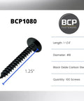 Eight By One And A Quarter Inch Black Wood Screws 100 Count Phillips Modified Truss Head Black Phosphate Carbon Steel