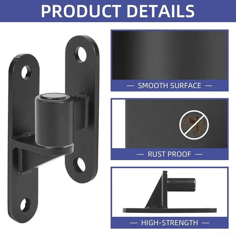 Product image of Premium Heavy Duty 304 Stainless Steel Gate Hinges showing smooth surface and rust proof feature.