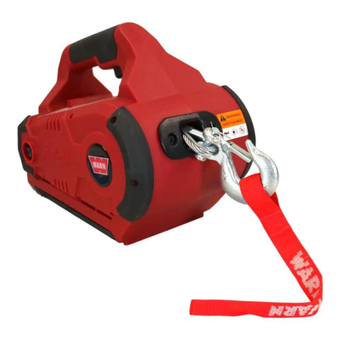 Cordless 24V Electric Winch With Steel Cable, 1000 Lb Pulling Capacity, Portable Handheld Winch With Hook And Red Strap