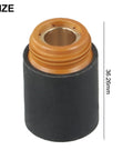 2 Pack PMX45 Plasma Cutter Retaining Caps heavy duty polymer replacement, black cap with orange top, 36.26mm height