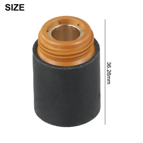 2 Pack PMX45 Plasma Cutter Retaining Caps heavy duty polymer replacement, black cap with orange top, 36.26mm height