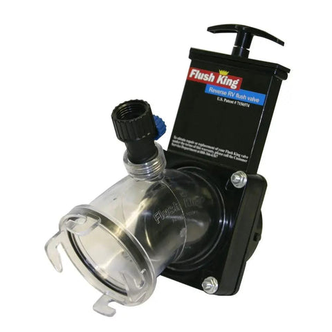 45 Degree Reverse Flush Valve Attachment For RVs Campers And Trailers Sewer Tank Rinse Pro with clear walls and anti-siphon feature