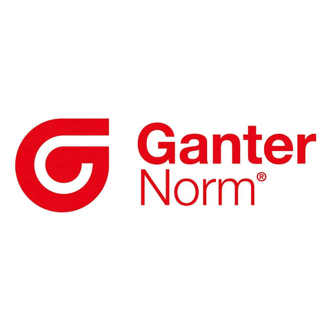 Ganter Norm logo in red text with stylized G graphic.