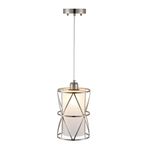 Modern Cylindrical Pendant Light With Frosted Glass Shade In Brushed Nickel For Kitchen Island Lighting Hanging Over Island Foyer And Dining Room Soft Warm Glow And Sleek Contemporary Vibe Easy Install