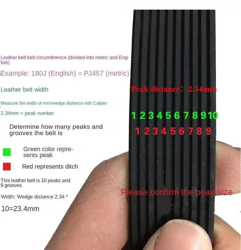 Transfer Drive Belts For Conveyor Systems 200J To 245J 3 4 5 6 7 8 9 10 11 Ribs Replacement Belt With Beefed Up Heavy Duty Construction For Smooth Transmission Low Noise And Long Lasting Performance, 10-rib black ribbed belt