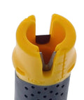 Close-up of Lil Ripper Wire Stripper with slitting blade, V-notch in yellow, ergonomic grip. Ideal for fast NM cable stripping.